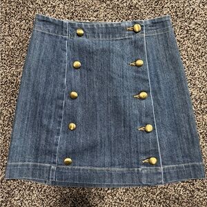 Michael Kors Blue Denim Skirt with Gold Buttons